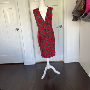 Laundry By Shelli Segal Red Chain-Print Wrap Midi Dress